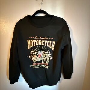 SHEIN Black Motorcycle Graphic Women's Sweater
